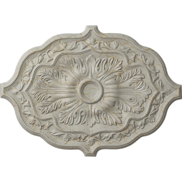 Ekena Millwork Pesaro Ceiling Medallion, Hand-Painted Pot of Cream Crackle, 36"W x 26"H x 1 1/2"P CM36X26PEPCC - main